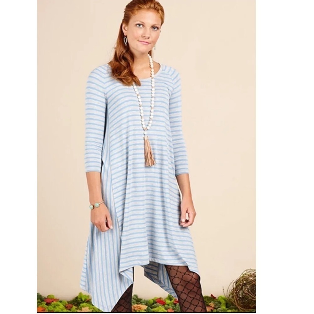 Matilda Jane Light Blue and White Striped Midi Dress